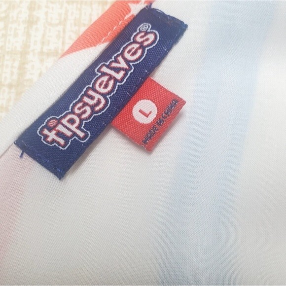 TIPSY ELVES Patriotic Design Red & Blue Stripes Short Romper Size L - Picture 5 of 6